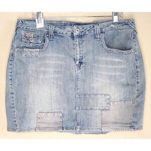Vintage Bubblegum USA Denim Mini Skirt Patchwork Y2K Light Wash Women's Size 16